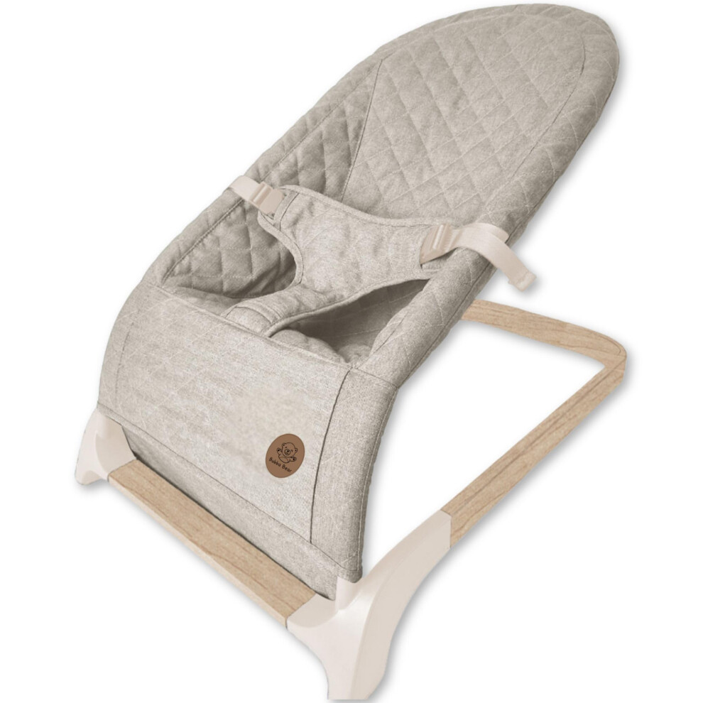 Baby Bouncer, Foldable Rocking Chair With Seat, Newborn To Toddler, 0+ Months (Beige) Beige Bubba Bear
