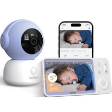 BOIFUN 2K Wi-Fi Video Baby Monitor with Phone App & 5″ Screen, Auto Tracking, Motion & Cry Alerts, No Red Light Night Vision, Temperature & Humidity