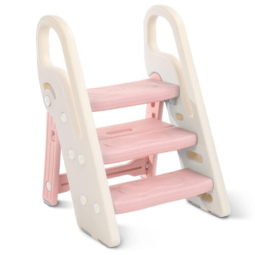 Onasti Foldable Step Stool for Kids, 2 Steps - 3 Steps Height Adjustable Toddler Step Stool, Toilet Steps for Potty Training, Learning Tower with Han