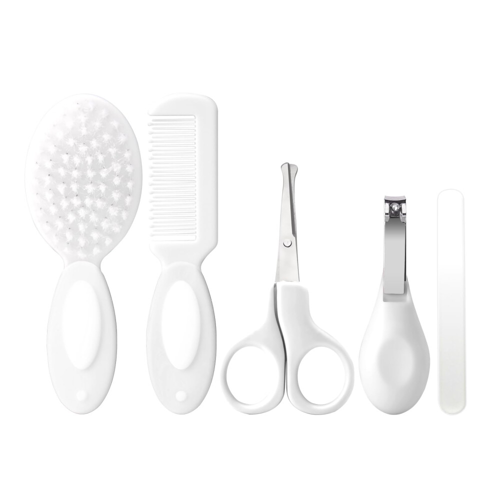 Baby Grooming Kit Newborn,Infant Safety Care Set With Hair Brush Comb Nail Clipper, Baby Essentials For Newborn,5 Pcs, Write Bloomlet Baby