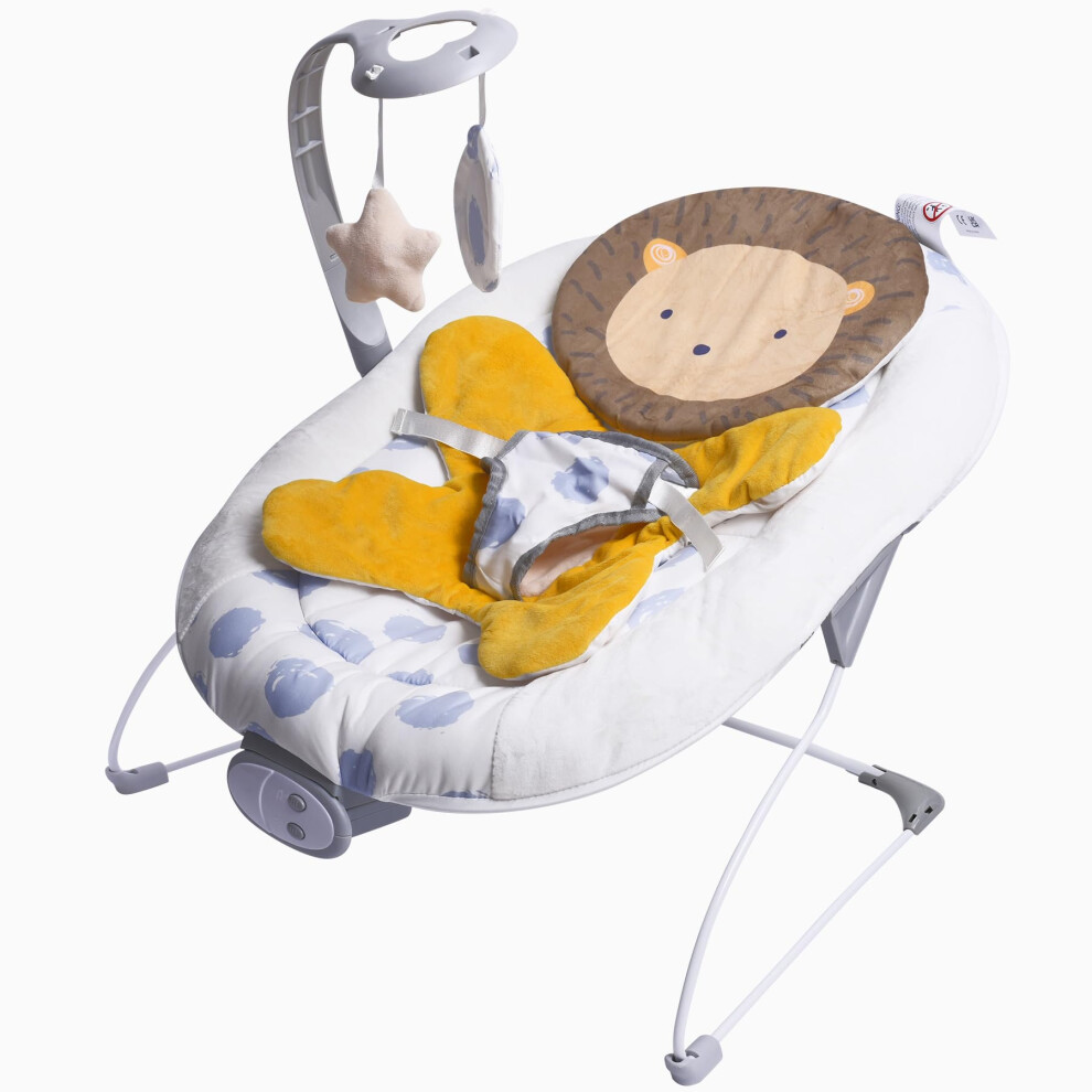 Ladida Baby Bouncer For Birth To 6 Months, Baby-Rocker With 3 Speeds And 8 Soothing Songs, Vibrating Infant Seat With Removable Toy Bar, Portable And