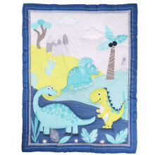 HMtideby Dinosaur Themed Baby Toddler Blanket Quilt Cot Comforter Crib Baby Quilts for Boys and Girls Nursery Bed Throw Blanket 84x107cm Suitable for