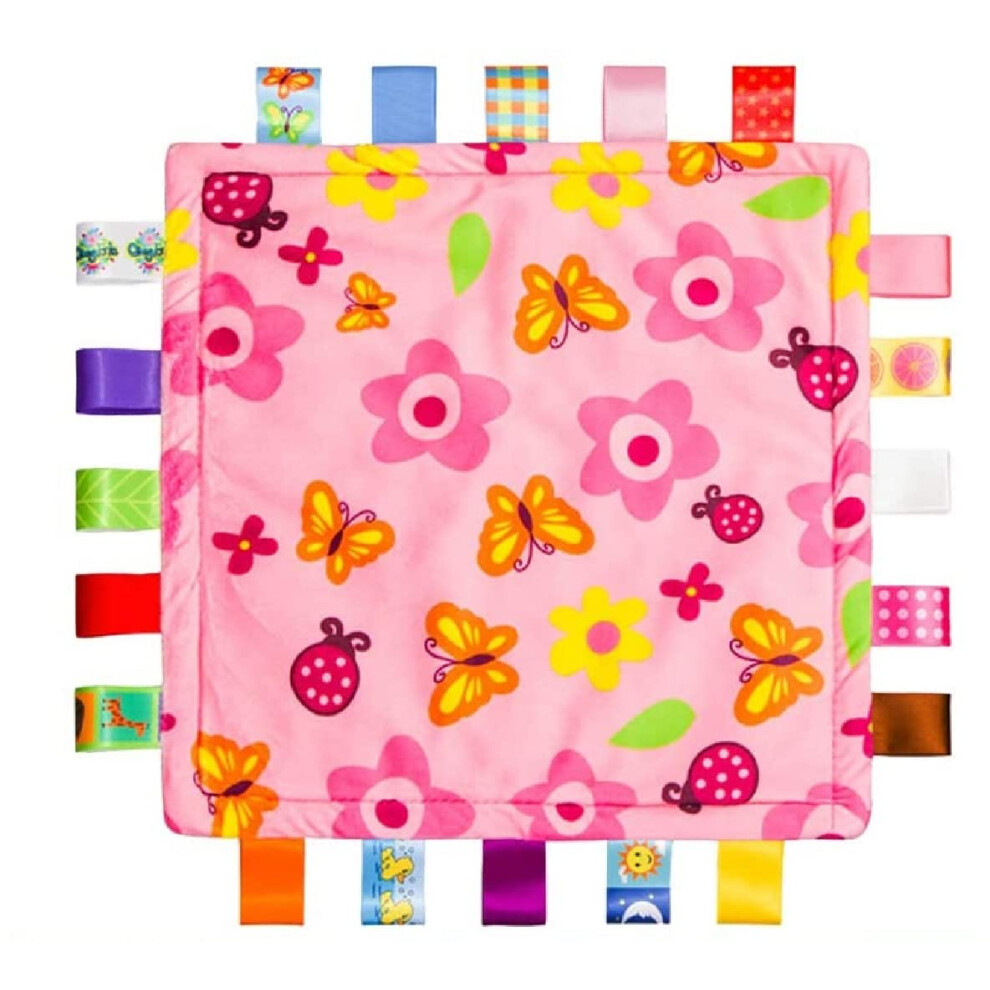 Baby Comforter Blanket With Tags Taggy Blanket Taggie Comfort Blanket Baby Soothing Plush Security Blanket With Colorful Tags Gift For Newbor Onlybee
