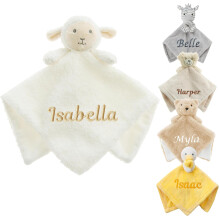 Baby Personalised Animal Comforter Blanket Soft Snuggly Animal Designs (Cream - Lamb)