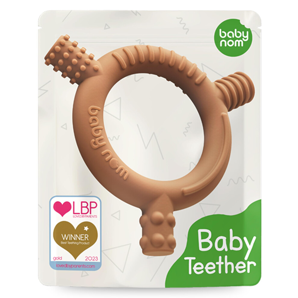 Baby Nom Teething Toys For Baby 3 Months And Up - Food Grade Silicone Baby Teether, Baby Teething Ring For Sensory Development, Teething Toys For B