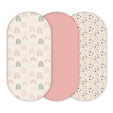 YUNIOO 3 Pack Fitted Bassinet Sheets, Moses Basket Fitted Sheets also for Stroller, Crib, Pram, Baby Changing Basket and Changing Pad Cover. 100% So
