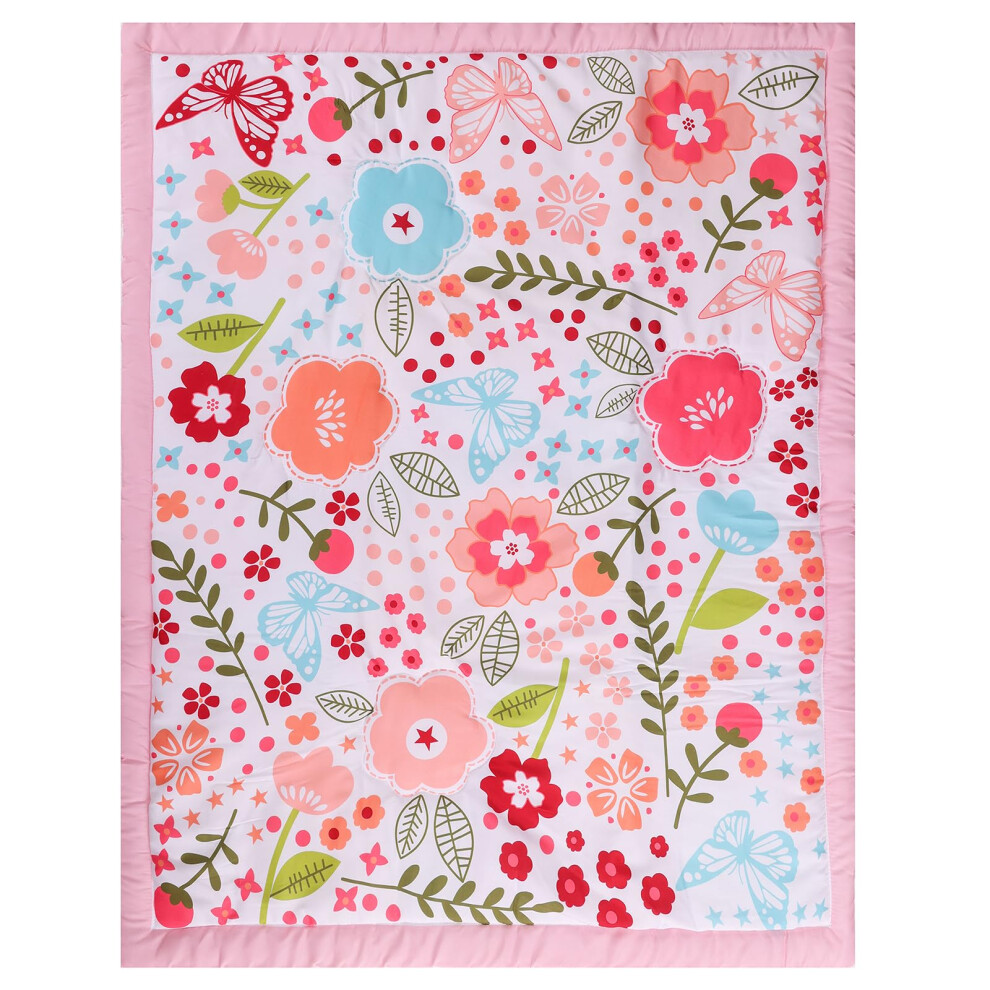 Floral Baby Toddler Blanket Quilt Cot Comforter Crib Baby Quilts For Boys And Girls Nursery Bed Throw Blanket 80X104cm Pink Hmtideby