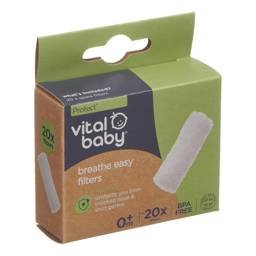 Protect Breathe Easy Nasal Aspirator - Nasal Decongester Replacement Filters, 20 Pack - Maintaining Hygiene & Easing Congestion, Disposabl Vital Baby