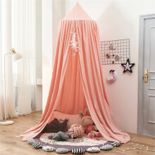 Surwin Bed Canopy for Girls Boys Kids Single Double Bed, Solid Color Round Dome Bed Canopy Mosquito Net Protection Canopy Play Tent Bedroom Nursery D