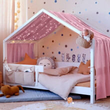 Vicloon Bed Canopy, Children Bed Canopy Nursery Decorations, House Bed Canopy Made of 100% Cotton Muslin Handmade, Decoration for Children's Room, 13