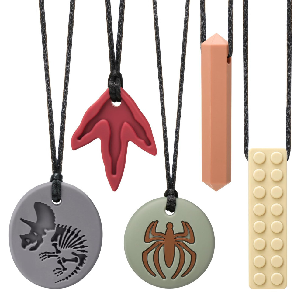 Cldy Boys Sensory Chew Necklace For Autism & Adhd – 5 Pack Food Grade Silicone Chew Toys For Kids, Bpa-Free Oral Motor Teether For & Girls, Safe For