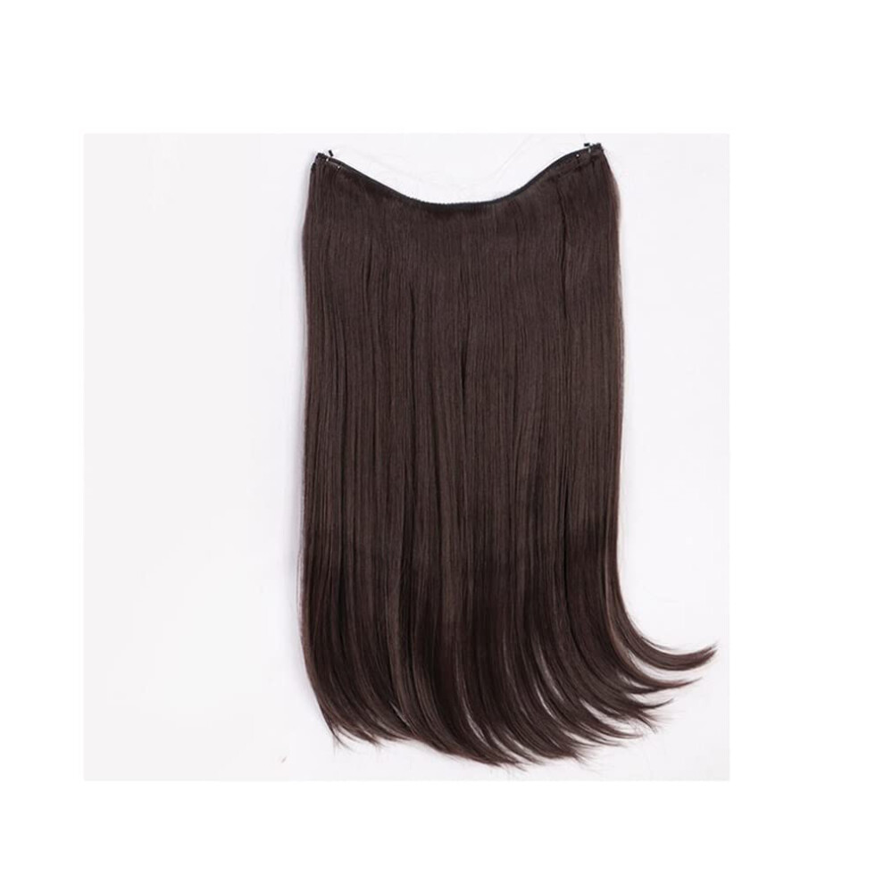 Unisex Halo Hair Extensions Synthetic Long Wave Bleach Blond 20 Inch For Instant Length And Volume