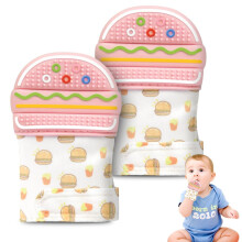 Hotut Teething Mittens 2-Pack, Food-Grade Silicone Teether Gloves for Baby Pain Relief, BPA-Free