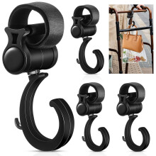 4PCS Walker Hook Hanging, 360 Rotation Stroller Hooks, Baby Stroller Hanger Clip, Diaper Bag Hanger, Multipurpose Wheelchair Hanging Hooks for Rolla