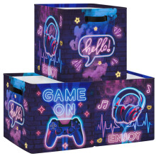 HUUMONSS 11.8" Gamer Neon Sign Storage Cube Organizer Set 3Pcs Clothes Storage Basket Bin for Closet Shelf Game Controller LED Headset Nursery Kid Ro