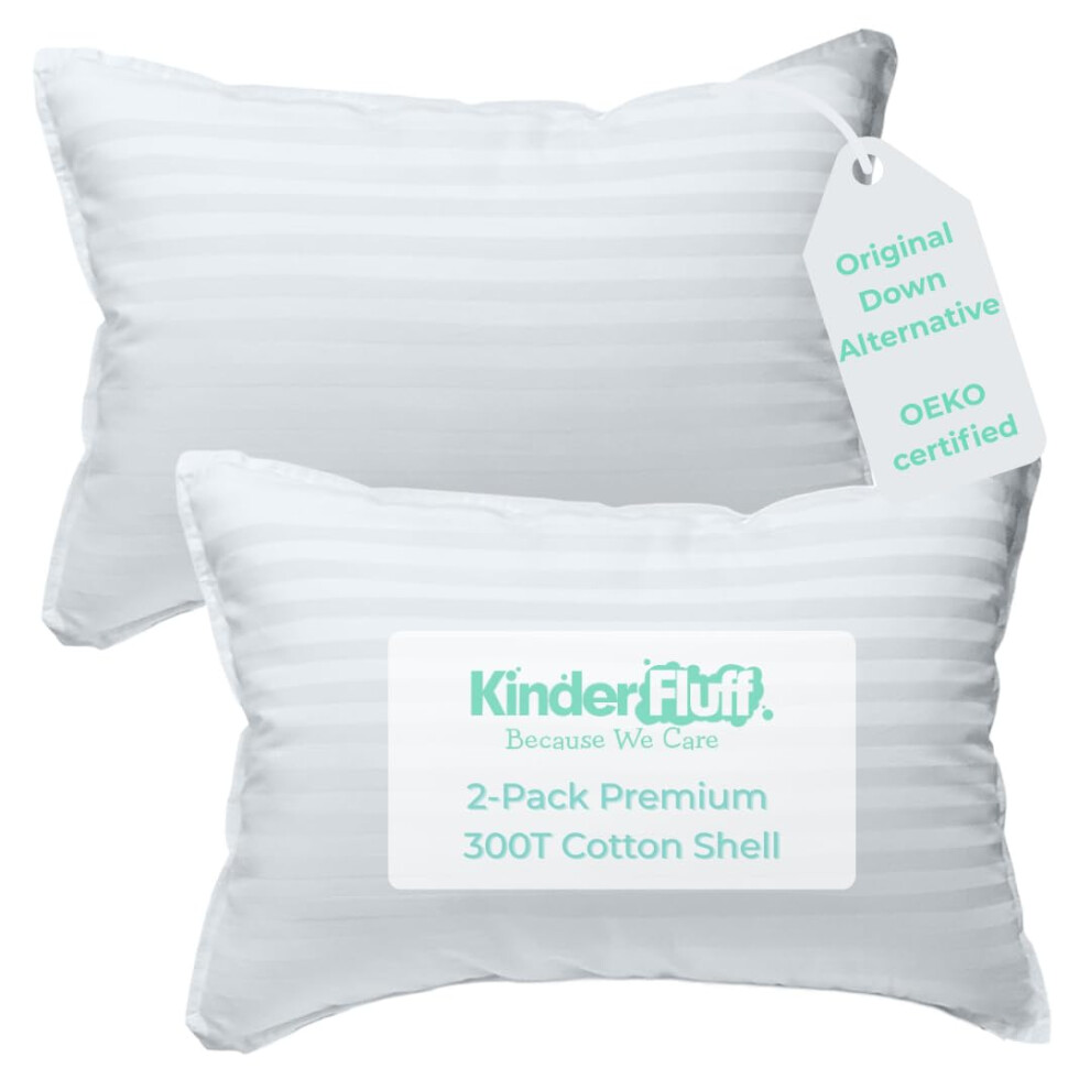 2X Toddler Pillows (33X46cm) - The Only Baby Pillow 300T Cotton Shell & Down Alternative Fill. Hypoallergenic, Machine Washable & Animal Kinder Fluff
