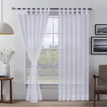 Megachest sheer Voile Tab Top Curtain (cotton-look white, 56" wideX54 drop(W142cmXH137cm))