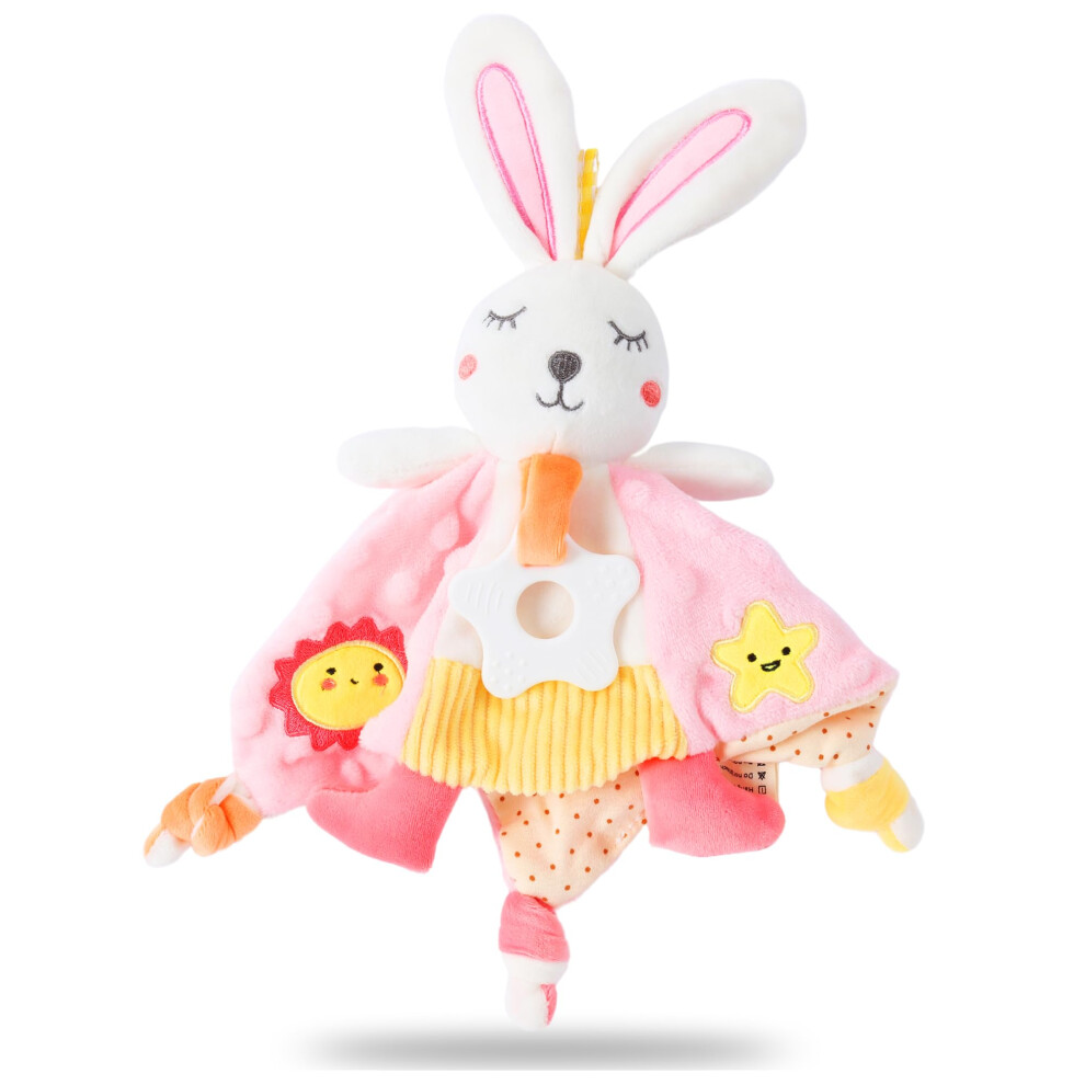 Eaq Baby Comforter, Soft Baby Toys For Newborn Essentials Baby Girl Gift With Taggies Teether,Crinkle Ears And A Soft Rattle -Easter Gift