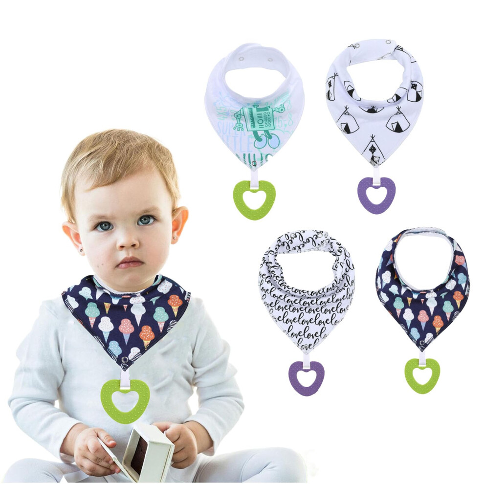 Baby Bibs Newborn Toddler Baby Bandana Dribble Bibs Super Soft And Absorbent Drooling Bib With Teether Infant Teething Bib With Snaps Toddler Bibb Te Oaygat