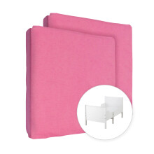 2X Jersey 100% Cotton Fitted Sheet for 160 x 80 cm Extendable Toddler Junior Bed Mattress (Pink)