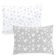 Kids Toddler Pillowcase(33x46cm) 2 Pack, 100% Jersey Cotton Ultra Soft Cot Bed, Travel Cot Pillow Covers, Grey Envelope Style Travel Pillow Cover for