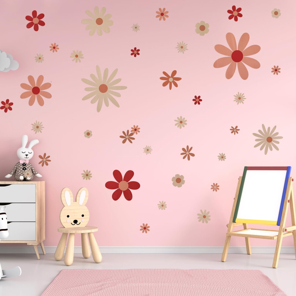 40Pcs Daisy Wall Decals Boho Cute Vinyl Wall Decor Peel And Stick Floral Stickers For Girls Kids Nursery Bedroom Playroom Classroom Living Ro Comnico