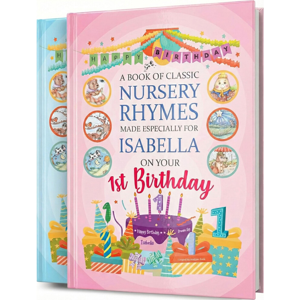 First Birthday Personalised Keepsake Book Of Classic Nursery Rhymes Custom Made For Baby. 1St Milestone My Magic Name