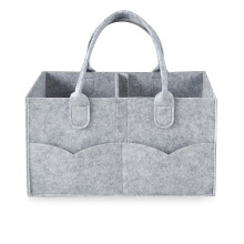 PandaEar Baby Diaper Caddy, Portable Diaper Holder Nursery Storage Basket for Wipes & Baby Stuff, Collapsible Organizer with Divided Design (Grey)