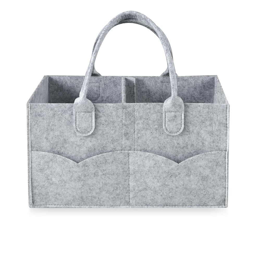 Baby Diaper Caddy, Portable Diaper Holder Nursery Storage Basket For Wipes & Baby Stuff, Collapsible Organizer With Divided Design (Grey) Grey Pandaear