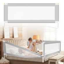 Tubiaz 2 x 200 cm + 1 x 150 cm Bed Rail, Fall Protection, Foldable Bed Guard with U-shaped Feet, Children's Bed Rail, Height Adjustable 68-95 cm, Bab