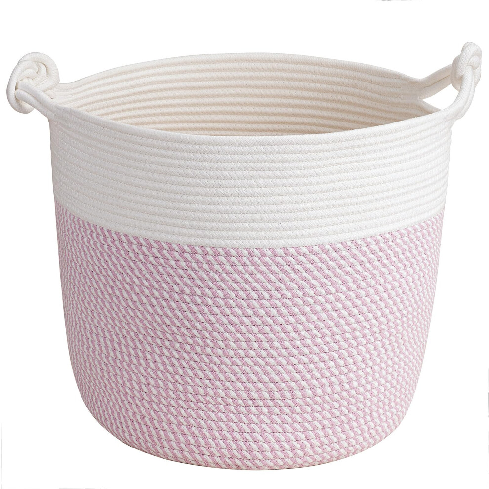 Baby Storage Basket, Laundry Basket Toy Baskets For Clothes, Nursery Baskets For Toys, Soft Woven Basket For Storage, 38 X 36 Cm, Pink Timeyard