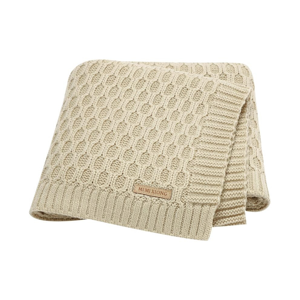 Neiwech Cellular Baby Blanket Knitted Soft Blankets For Newborn Boy Girl 100 * 80Cm Beige