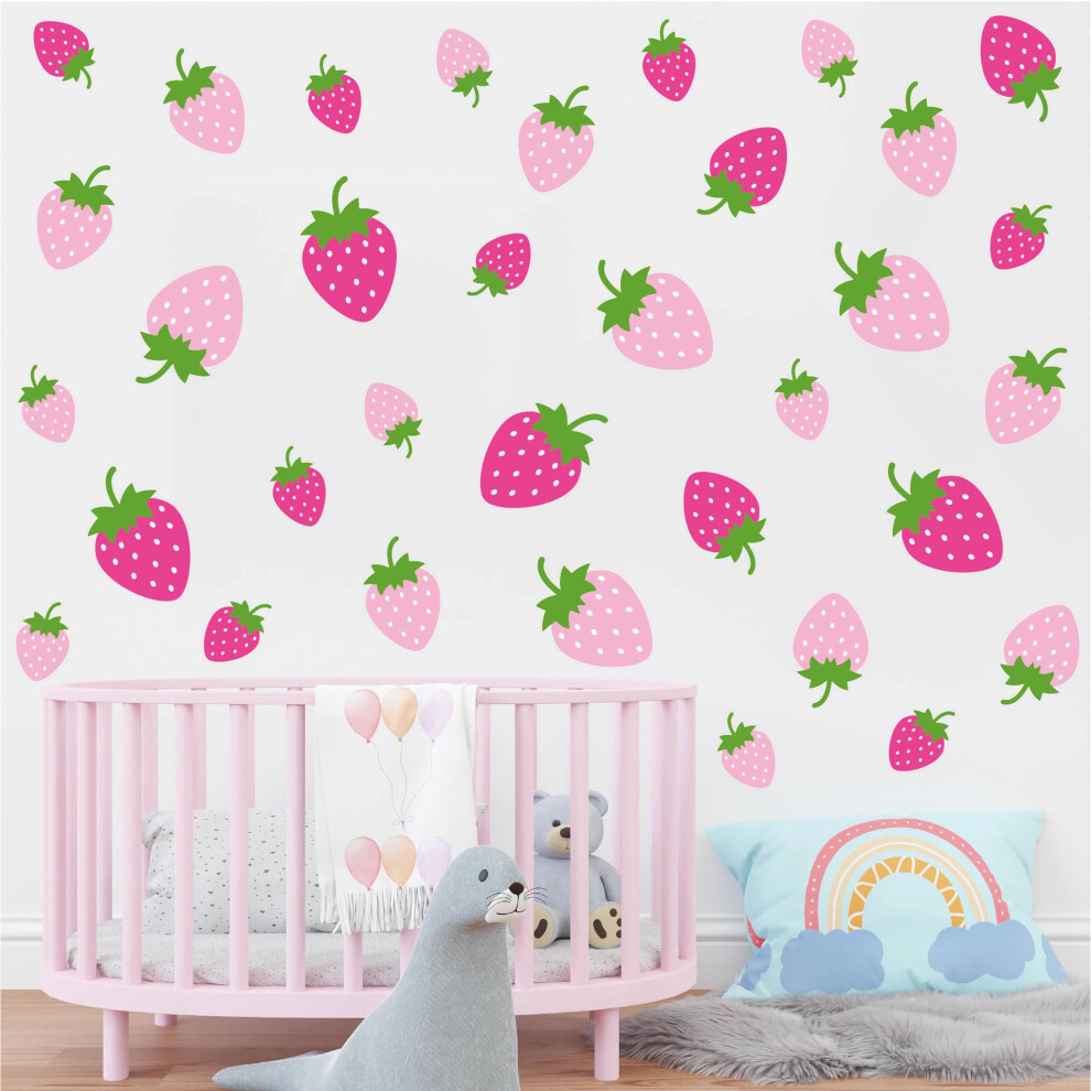 Strawberry Wall Stickers 10Sheets,Removable Fruit Wall Decor Decals For Teen Girls Adult Teens Nursery Kitchen Bathroom Living Room Home Fruit Bi Red Kaensc
