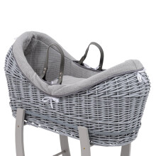 For Your Little One Pod Moses Basket Grey Waffle Bedding Set Dressing Set with Padded Liner (Wicker Basket not Included)