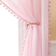 MIULEE Set of 2 Net Curtains with Tassels and Eyelets (2 x L 140 x H 260 cm), Beautiful Decorative Curtains for Baby Girls Bedroom, Living Room Windo