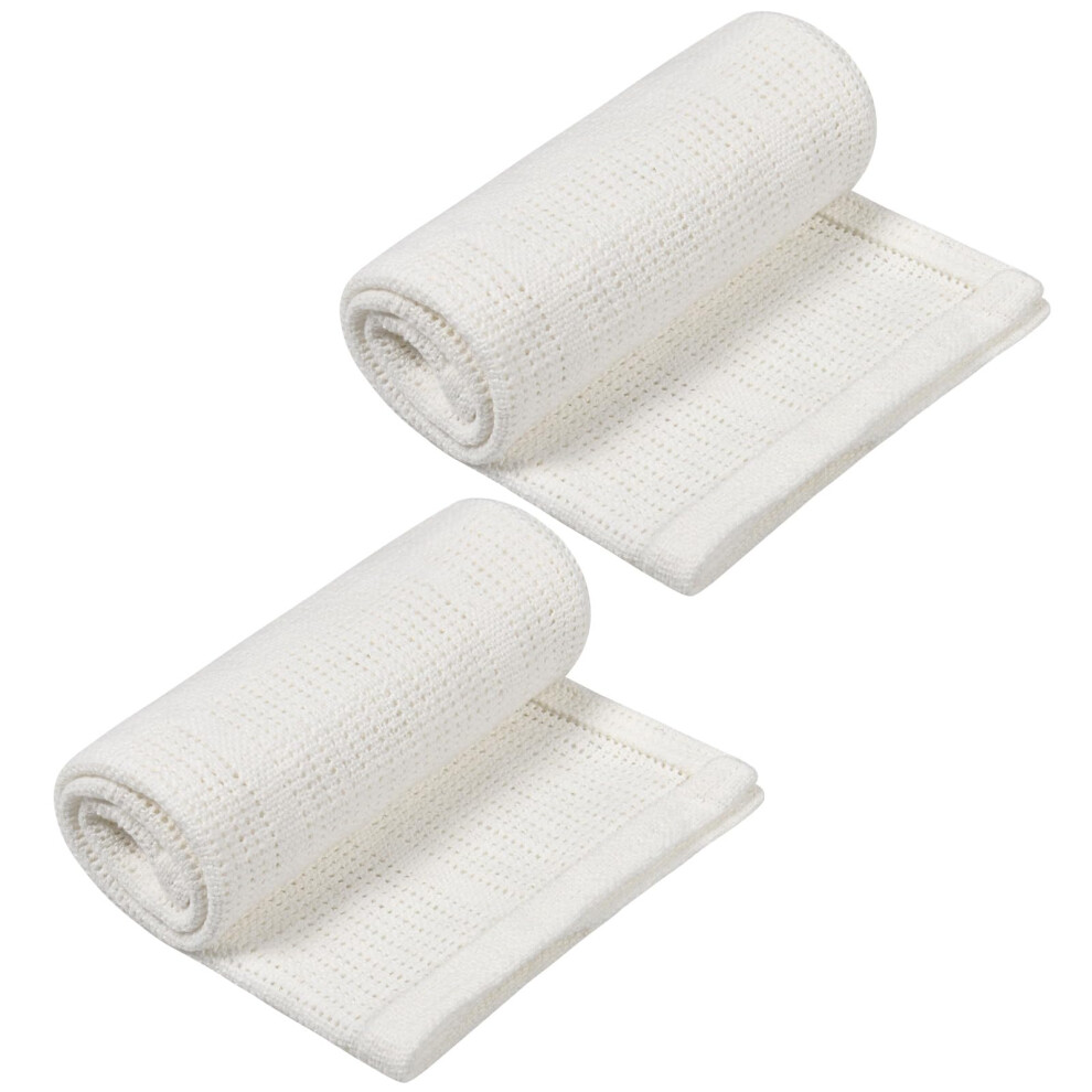 2Pack Soft 100% Cotton Cellular Baby Blanket, Warm & Cosy, 70Cmx98cm, Unisex, All Seasons White Hotut