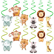 24PCS Jungle Party Decorations Hanging Swirls Wild Animal Birthday Theme Party Supplies for Kids Boys and Girls