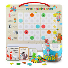 Potty Training Reward Chart with 35 Progress Stickers and 3 Reminder Stickers – Bathroom Routine Tracker – Zoo Animal Theme