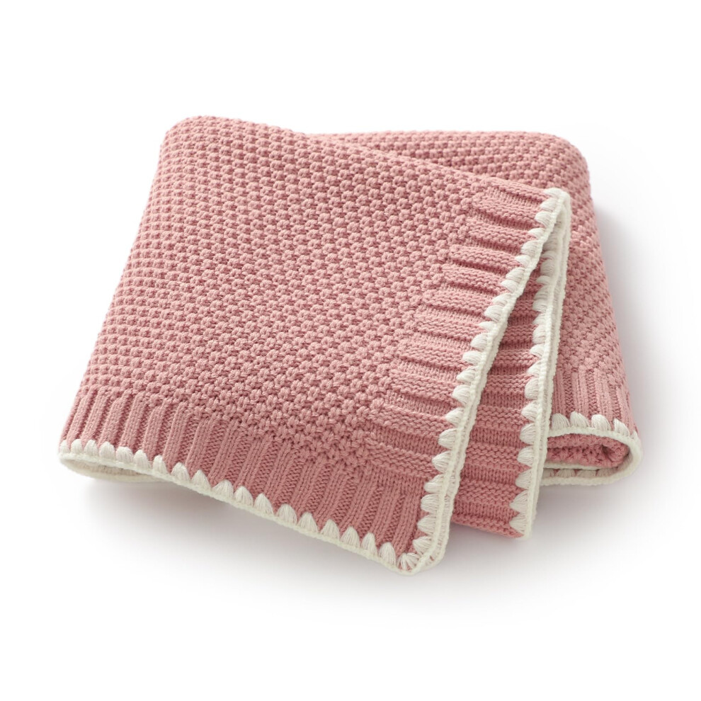 Cellular Baby Blanket Knitted Cozy Soft Crib Stroller Receiving Swaddle Blankets For Newborn Boys Girls 100 * 80Cm Pink Neiwech