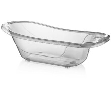 Large 50 Litre Aqua Clear Transparent Baby Bath Tub with Drainage Plug BPA Free (Clear)