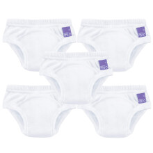 Bambino Mio, Reusable Potty Training Pants for Boys and Girls, 5 Pack (White, 3+ Years)