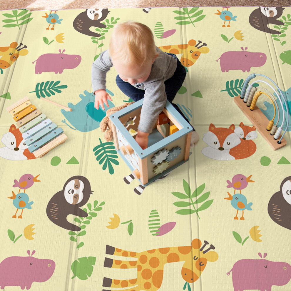 Wild Life Foldable Baby Play Mat | Thick Padded Xpe Baby Crawl Mat | Waterproof | Safe Kandytoys