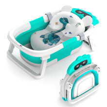 Foldable Baby Bath Tub,Baby Essentials for Newborn Bathtub with Non-Slip Support Cushion Travel Portable Collapsible Bathtub for Newborns 0-24 Months