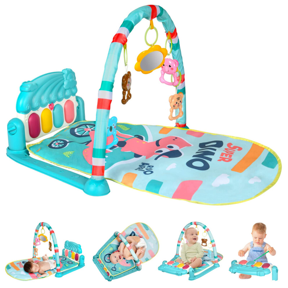 Baby Play Mat, Baby Piano Gym With Music And Lights, Play Mat With Detachable Activity Toys, Early Development Activity Baby Play Mat Toy Gift Aomig