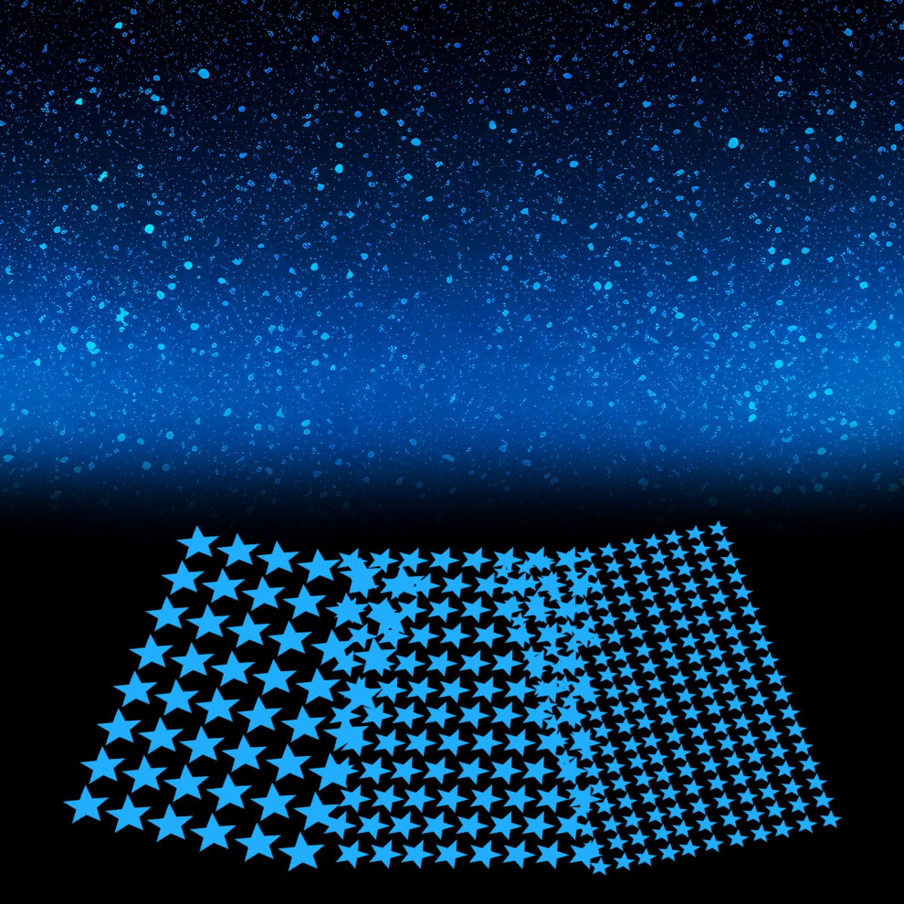 Teaaha 342 Pcs Glow In The Dark Stars Stickers Room Wall Glow In The Dark Star Decals Ceiling For Kids Bedding Room Or Party Birthday Gift, Durable Blue Sta