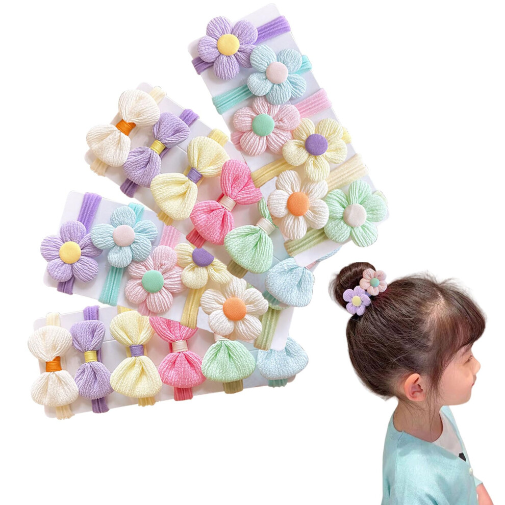 Kids Hair Bands,24Pcs Seamless Bows And Flowers Toddler Elastic Hair Bobbles,Ponytail Holder Girls Hair Accessories For Baby Girls Infants Kids Child Otkarxus