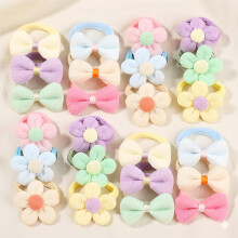 Cosyhav 24pcs Baby Hair Bobbles, Flower and Bow Toddler Hair Bands for Girls, Colourful Elastic Hair Ties, Soft No Snag Kids Hair Accessories Set for