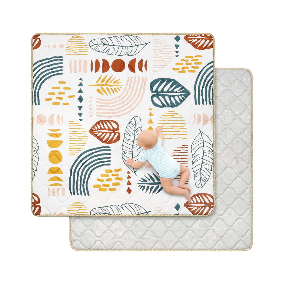 Baby Play Mat For Floor 127X127 Cm,Thick Playmats For Babies Kids Toddler,Soft Non-Slip Mat For Crawling & Playing,Machine Washable Portable Playpen Decalsweet