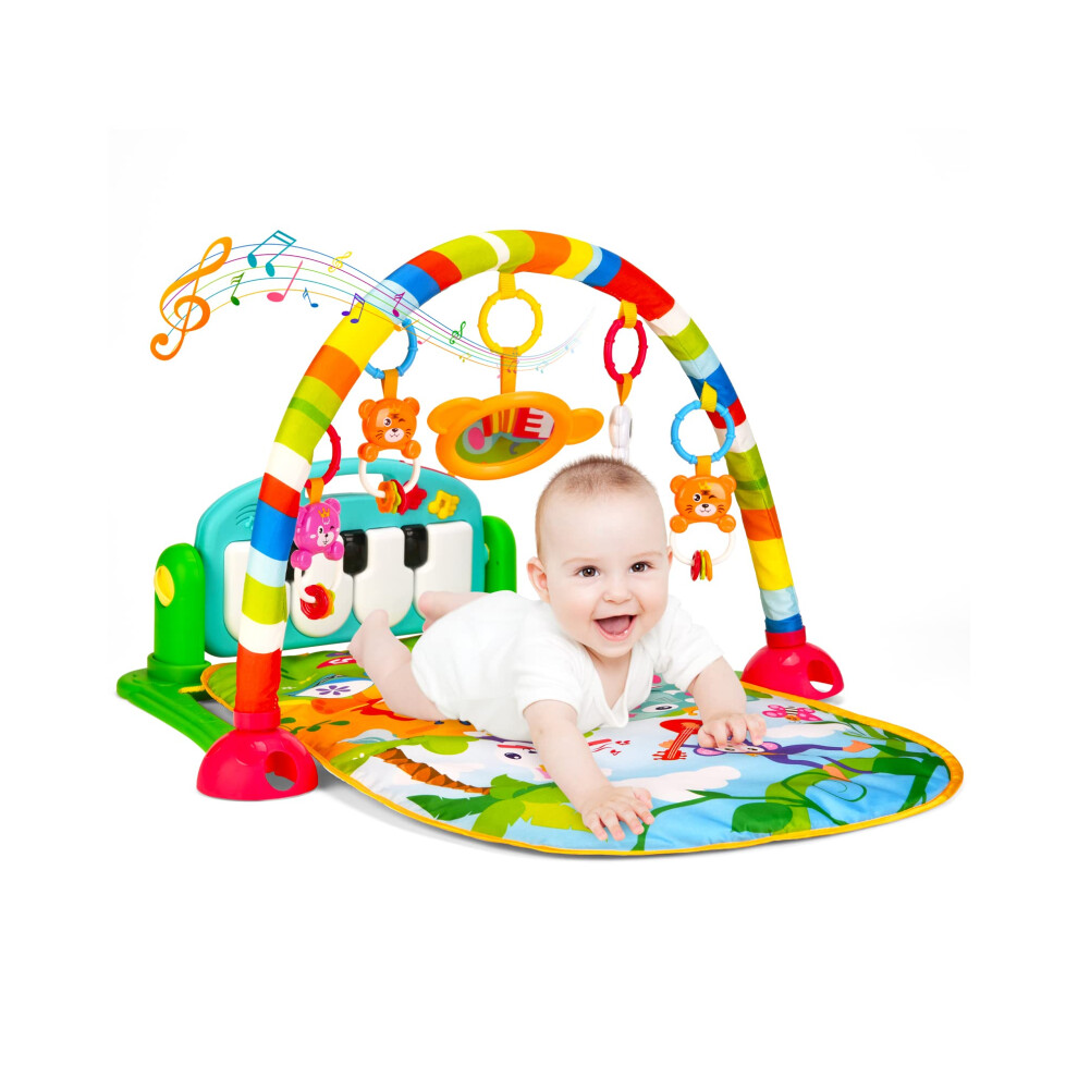 Baby Gym Jungle Musical Play Mats For Floor, Kick And Play Piano Gym Activity Center With Music, Lights, And Sounds Toys For Infants And Toddle Hiume
