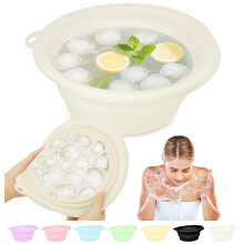 Musiwanna Silicone Ice Face Bowl, Face Bowl for Ice, Foldable Ice Bath Facebowl with Built-In Icetray, Collapsible Quick Cooling Facial Washing Basin